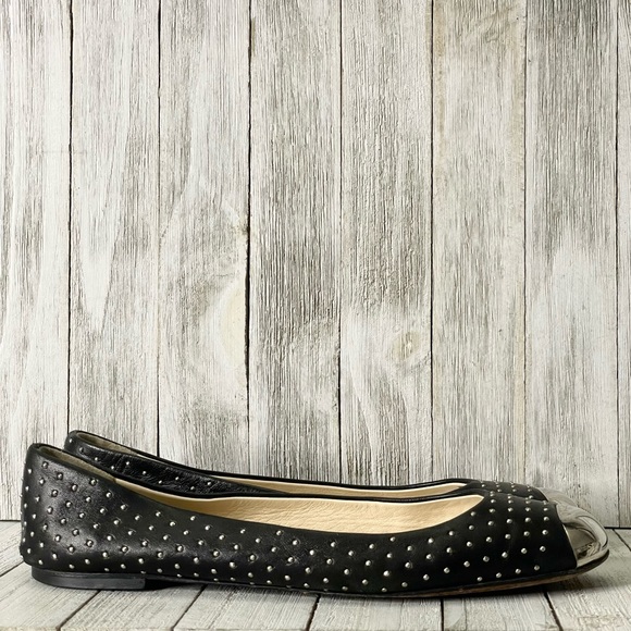 GIUSEPPE ZANOTTI Bianca Studded Cap Toe Ballet Flats Shoes - Picture 3 of 4